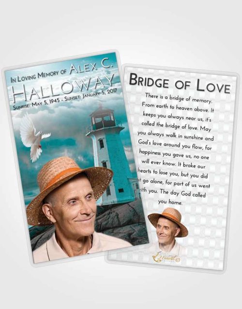 Funeral Prayer Card Template Loving Embrace Lighthouse Safety