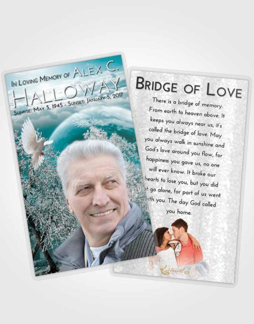 Funeral Prayer Card Template Loving Embrace Snowy Love