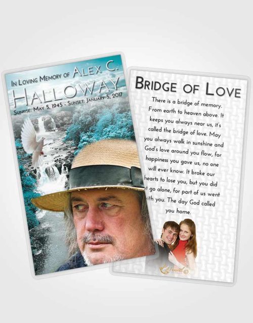 Funeral Prayer Card Template Loving Embrace Waterfall Liberty