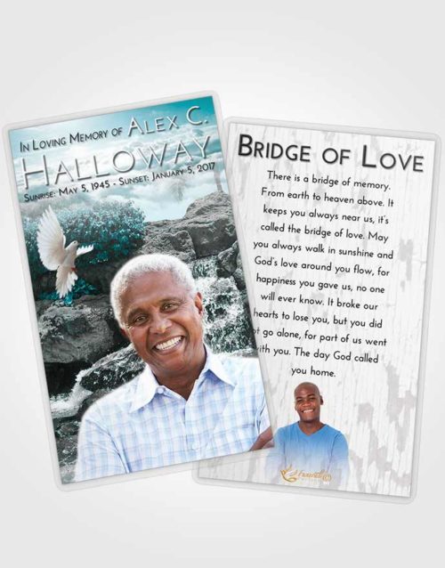 Funeral Prayer Card Template Loving Embrace Waterfall Masterpiece