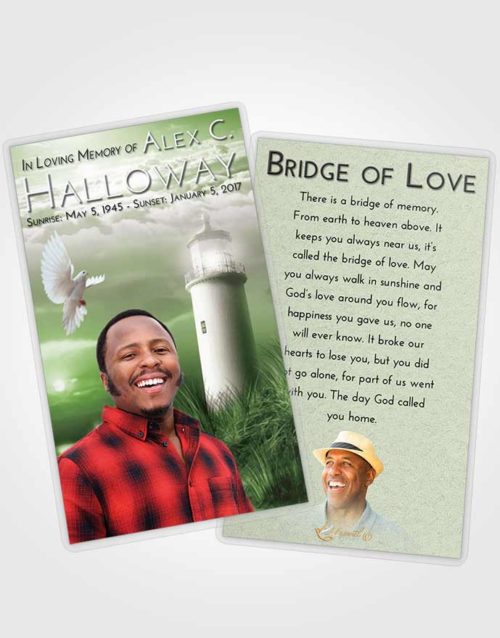Funeral Prayer Card Template Loving Lighthouse Serenity