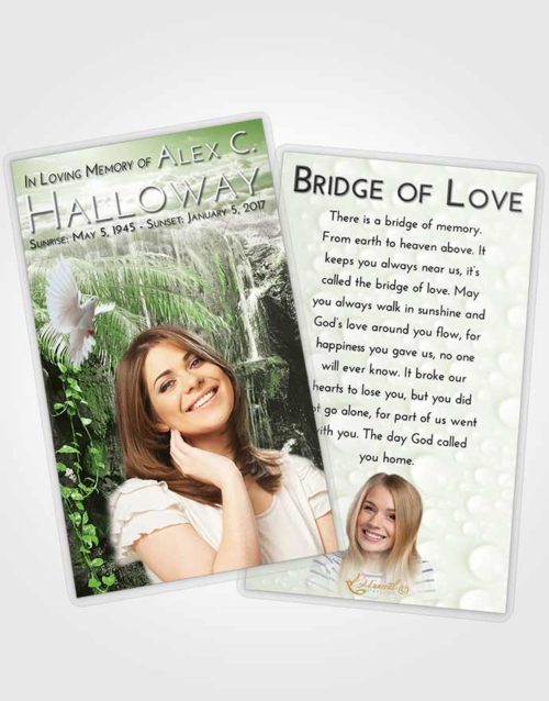 Funeral Prayer Card Template Loving Waterfall Breeze