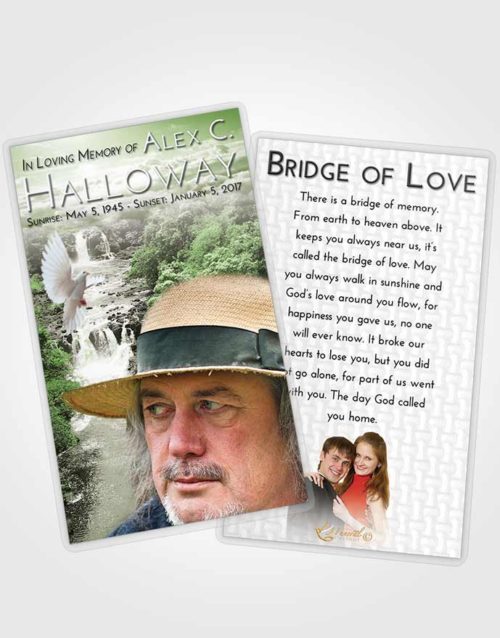 Funeral Prayer Card Template Loving Waterfall Liberty