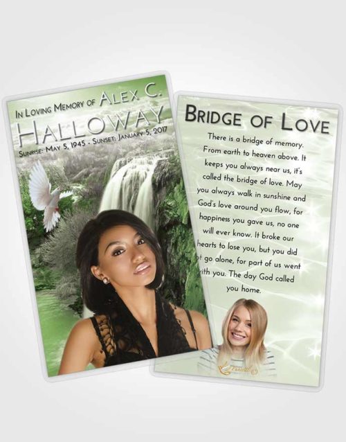 Funeral Prayer Card Template Loving Waterfall Serenity