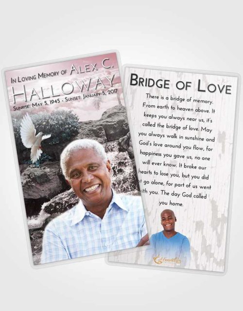 Funeral Prayer Card Template Morning Waterfall Masterpiece