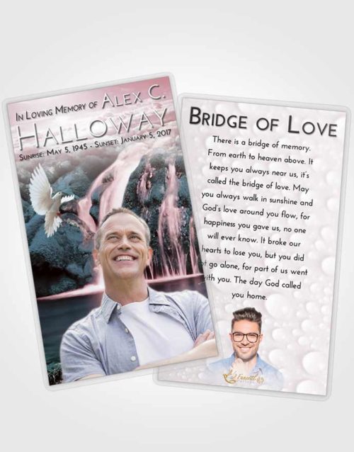 Funeral Prayer Card Template Morning Waterfall Paradise