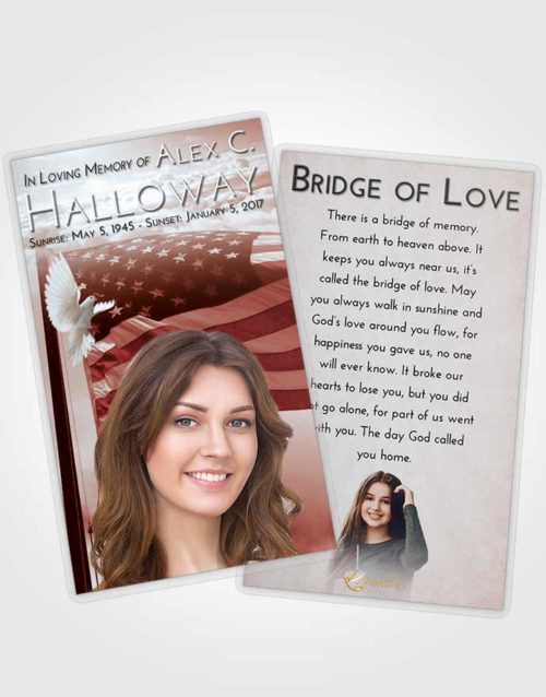 Funeral Prayer Card Template Ruby Love American Honor