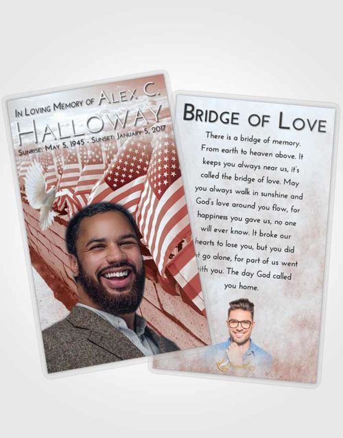 Funeral Prayer Card Template Ruby Love American Victory