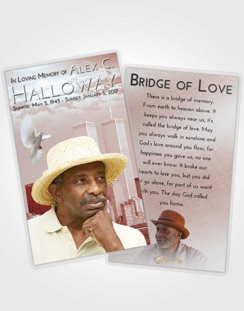 Funeral Prayer Card Template Ruby Love Cityscape