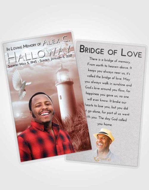 Funeral Prayer Card Template Ruby Love Lighthouse Serenity