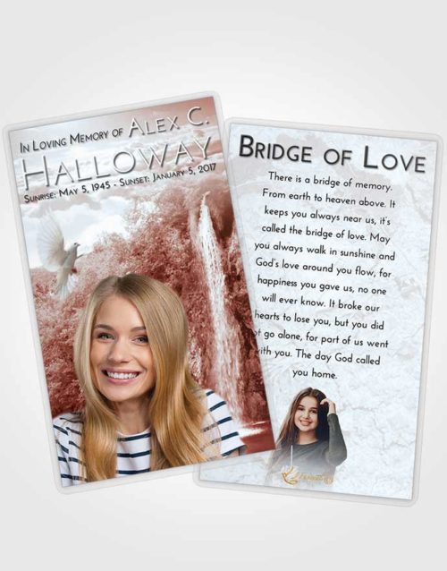 Funeral Prayer Card Template Ruby Love Waterfall Happiness