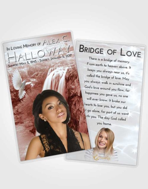 Funeral Prayer Card Template Ruby Love Waterfall Serenity