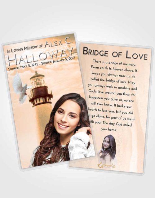 Funeral Prayer Card Template Soft Dusk Lighthouse Clarity