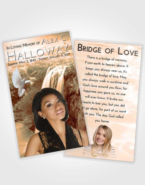 Funeral Prayer Card Template Soft Dusk Waterfall Serenity