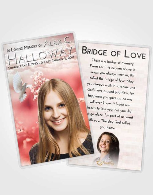 Funeral Prayer Card Template Strawberry Love Colorful Spring