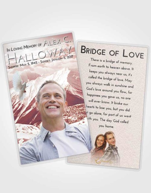 Funeral Prayer Card Template Strawberry Love Snowy Mountains
