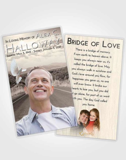 Funeral Prayer Card Template Tranquil Highway Cruise