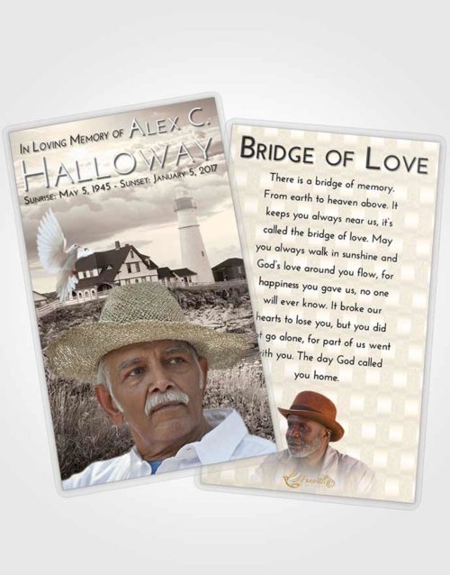 Funeral Prayer Card Template Tranquil Lighthouse Secret