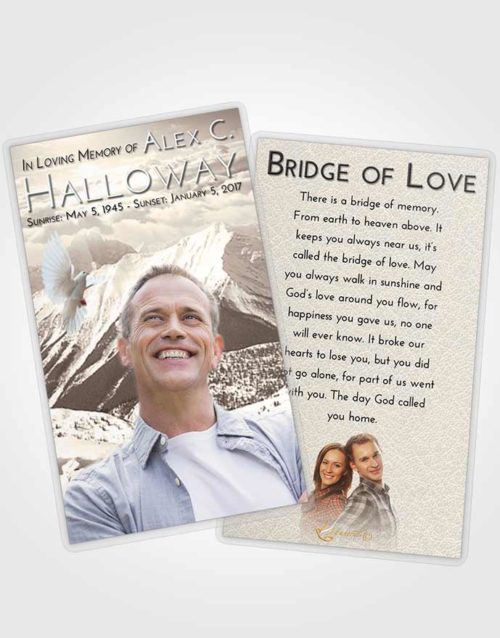 Funeral Prayer Card Template Tranquil Snowy Mountains