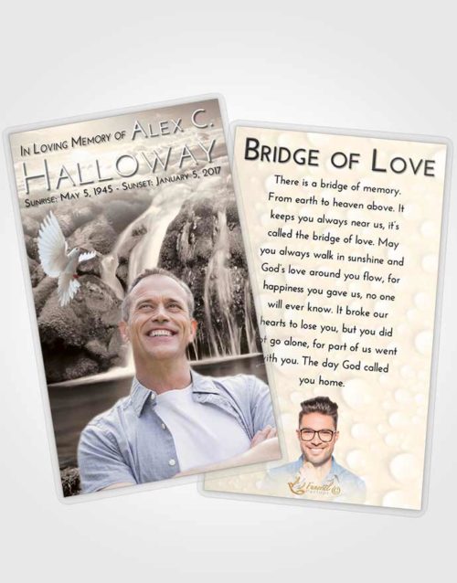 Funeral Prayer Card Template Tranquil Waterfall Paradise