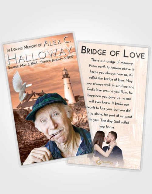 Funeral Prayer Card Template Vintage Love Lighthouse Journey