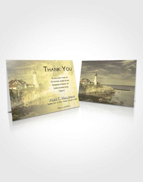 Funeral Thank You Card Template At Dusk Lighthouse Journey