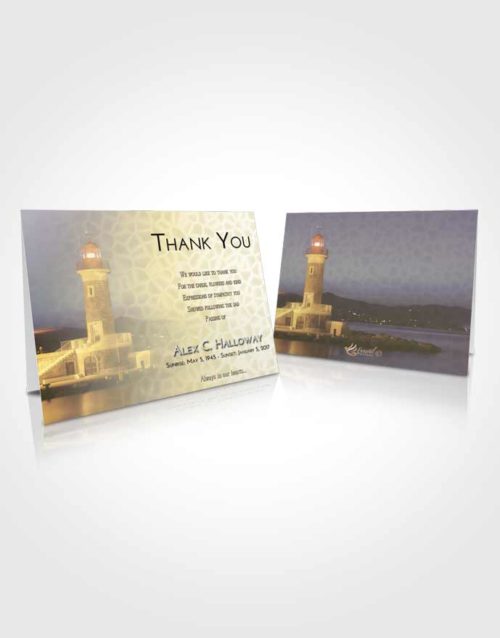 Funeral Thank You Card Template At Dusk Lighthouse Majesty