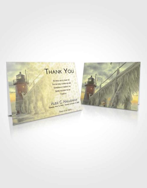 Funeral Thank You Card Template At Dusk Lighthouse Tranquility