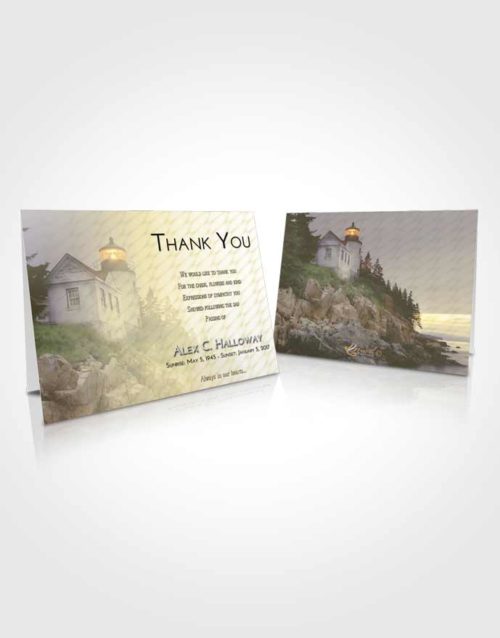 Funeral Thank You Card Template At Dusk Lighthouse on the Rocks