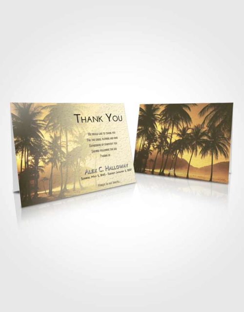 Funeral Thank You Card Template At Dusk Palm Paradise