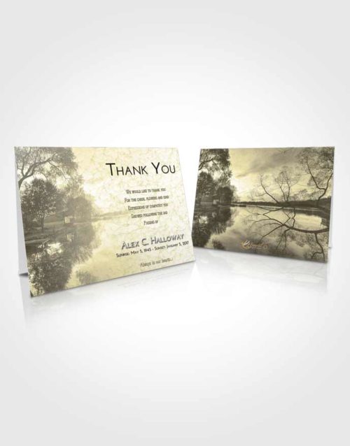 Funeral Thank You Card Template At Dusk River Reflection