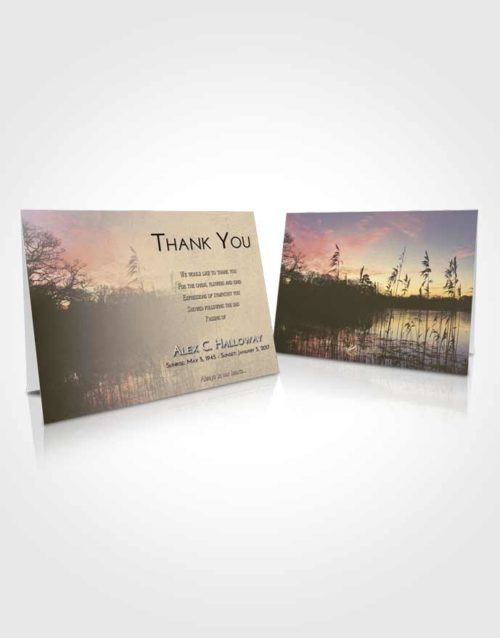 Funeral Thank You Card Template At Dusk Serenity Lake