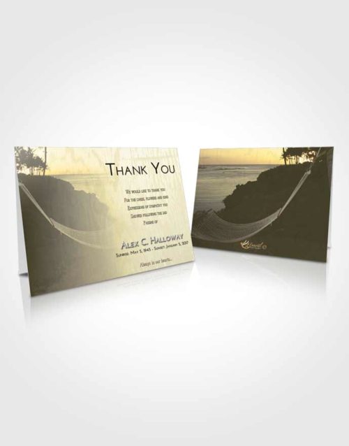 Funeral Thank You Card Template At Dusk Sunset in a Hammock