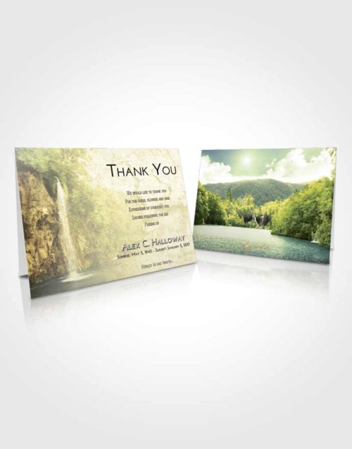 Funeral Thank You Card Template At Dusk Waterfall Happiness