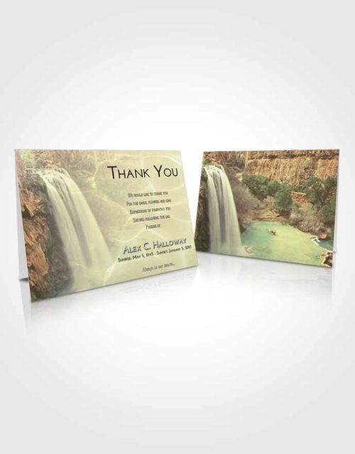 Funeral Thank You Card Template At Dusk Waterfall Serenity