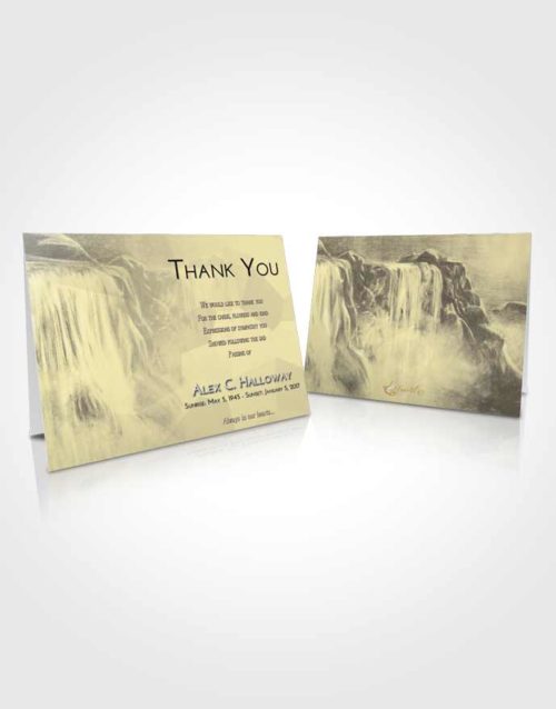 Funeral Thank You Card Template At Dusk Waterfall Tranquility