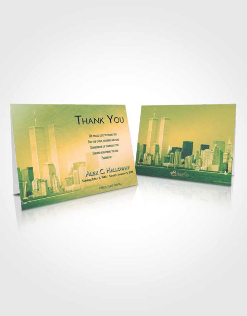 Funeral Thank You Card Template Emerald Serenity Cityscape