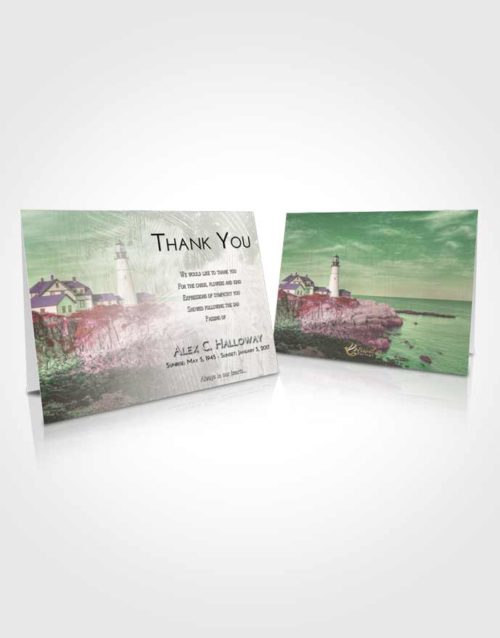 Funeral Thank You Card Template Emerald Sunrise Lighthouse Journey