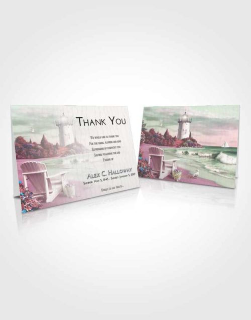 Funeral Thank You Card Template Emerald Sunrise Lighthouse Laughter