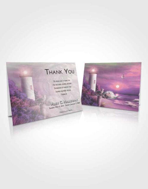 Funeral Thank You Card Template Emerald Sunrise Lighthouse Mystery