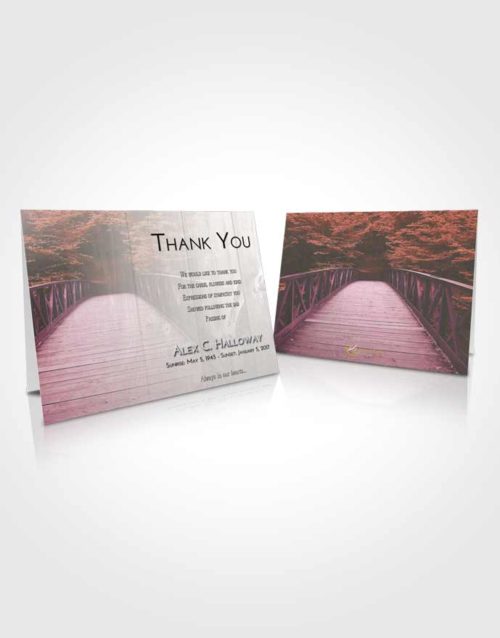 Funeral Thank You Card Template Emerald Sunrise Nature Bridge Walk