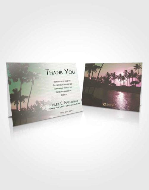 Funeral Thank You Card Template Emerald Sunrise Summer Palms