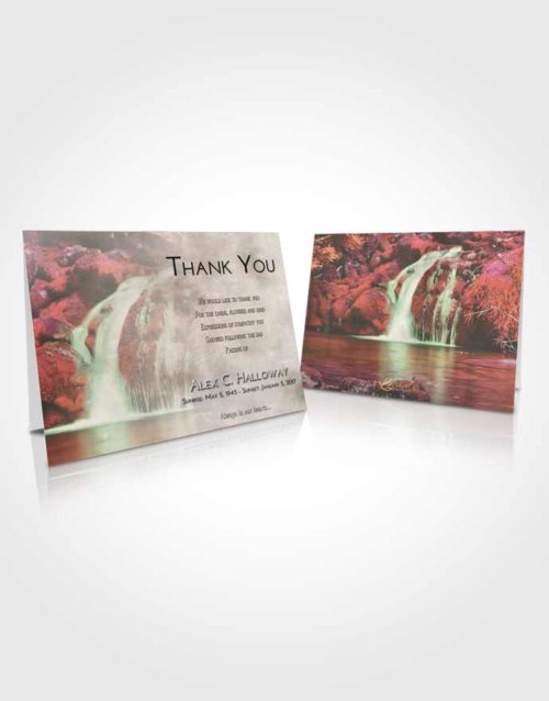Funeral Thank You Card Template Emerald Sunrise Waterfall Clarity