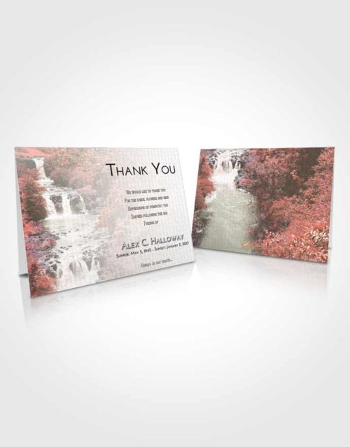 Funeral Thank You Card Template Emerald Sunrise Waterfall Liberty