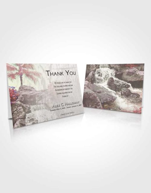 Funeral Thank You Card Template Emerald Sunrise Waterfall Masterpiece