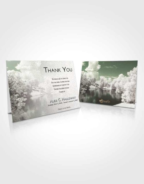 Funeral Thank You Card Template Emerald Sunrise White Winter Park