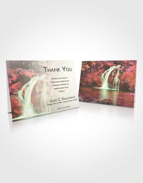 Funeral Thank You Card Template Emerald Waterfall Paradise
