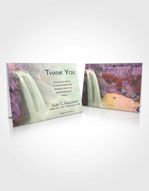 Funeral Thank You Card Template Emerald Waterfall Serenity