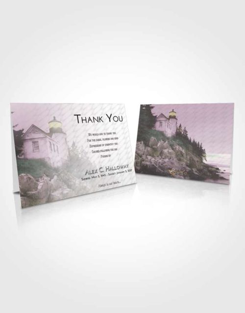 Funeral Thank You Card Template Evening Lighthouse on the Rocks