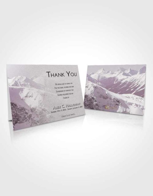 Funeral Thank You Card Template Evening Snowy Mountains